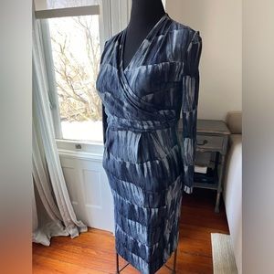 ARMANI Collezioni, Wrap front fitted midi dress, fabric has stretch. Size 10.